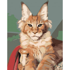 Картина по номерам "Коты и кошки: рыжий котик мейн-кун"