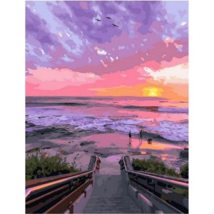 Картина по номерам "Хвилюючий захід сонця на морі"