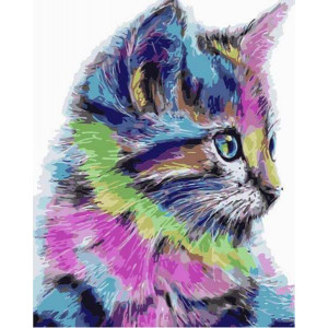Картина по номерам "Разноцветная кошка"