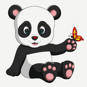 Картина по номерам "Панда з метеликом"