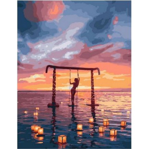 Картина по номерам "Водные фонарики на закате"