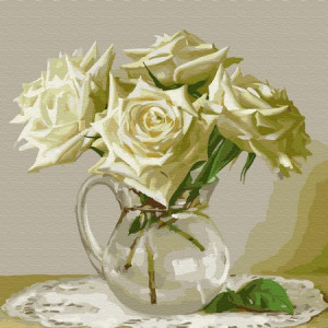 Картина по номерам "Бузин. Пять белых роз"