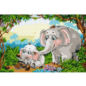 Картина по номерам "Слоны в джунглях"