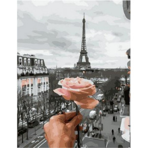 Картина по номерам "Роза и Эйфелева башня"