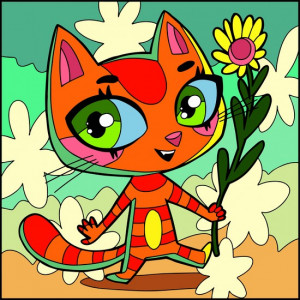 Картина по номерам "Цветочный кот"