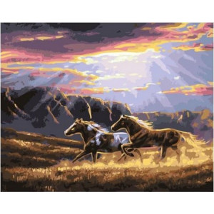Картина по номерам "Лошади в лучах солнца"