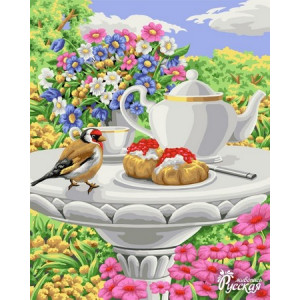 Картина по номерам "Чай в цветочном саду"