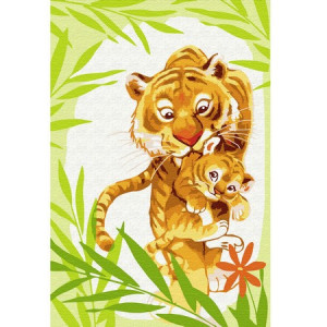 Картина по номерам "Тигрица с тигренком"