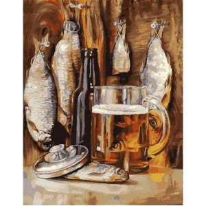 Картина по номерам "Пиво с рыбкой"