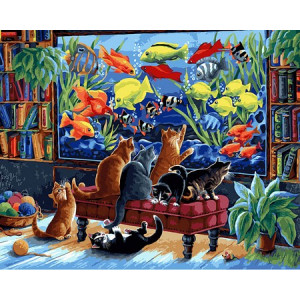 Картина по номерам "Коты и рыбки"