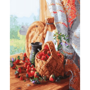 Картина по номерам "Лукошко с клубникой"