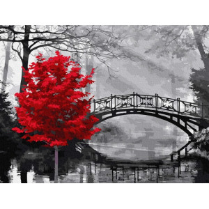 Картина по номерам "Красное дерево в парке"
