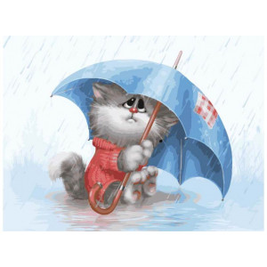 Картина по номерам "Кошарик под дождём"