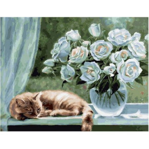 Картина по номерам "Белые розы (Воробьёва Ольга)"