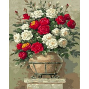Картина по номерам "Белые и красные розы"