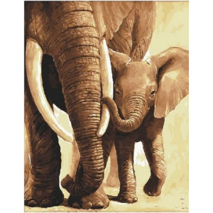 Картина по номерам "Слоненок с мамой"