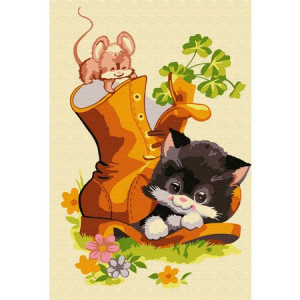Картина по номерам "Котенок в ботинке"
