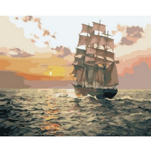 Картина по номерам "Вітрило на заході сонця"