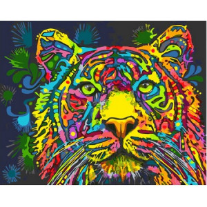 Картина по номерам "Разноцветный тигр"