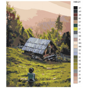 Картина по номерам "Дівчина і будиночок у горах"