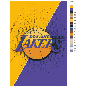 Картина по номерам "Логотип баскетбольной команды Lakers"