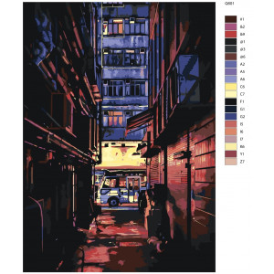 Картина по номерам "Нічні вулички Кореї"