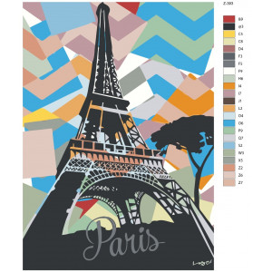 Картина по номерам "Поп-арт Ейфелева вежа Париж"