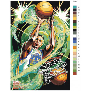 Картина по номерам "Баскетболіст Стефен Каррі. Golden State Warriors"