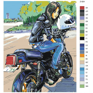 Картина по номерам "Дівчина на мотоциклі"