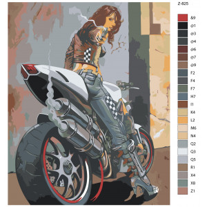 Картина по номерам "Дівчина на мотоциклі з пістолетом"