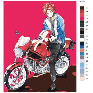 Картина по номерам "Хлопець на мотоциклі"