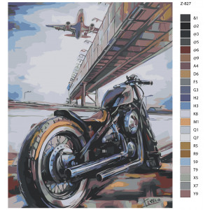 Картина по номерам "Мотоцикл біля аеропорту"