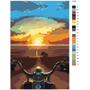 Картина по номерам "Мотоцикл і Захід сонця"