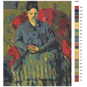 Картина по номерам "Репродукція Поля Сезанна-Мадам Сезанн на червоному дивані"