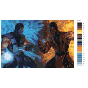 Картина по номерам "Саб Зіро і Скорпіон - Мортал Комбат (Mortal Combat)"