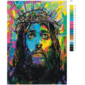 Картина по номерам "Арт Ісус-флуоресцентні кольори"
