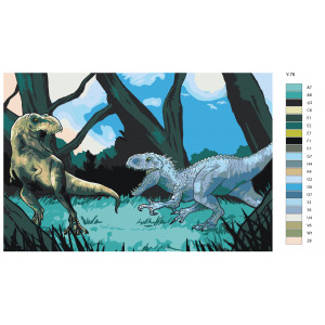 Картина по номерам "Тираннозавры - Динозавры"