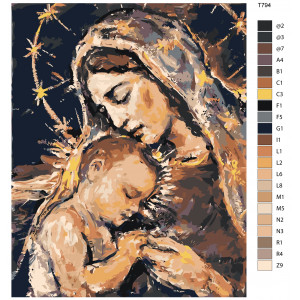 Картина по номерам "ХОСЕ ЛУЇС КАСТРІЛЬО- Діва Марія та немовля Ісус"