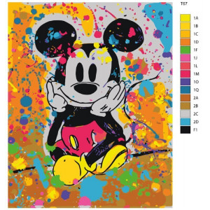 Картина по номерам "Міккі Маус з флуорисцентими квітами"
