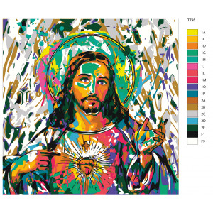 Картина по номерам "Арт Ісус-флуоресцентні кольори"