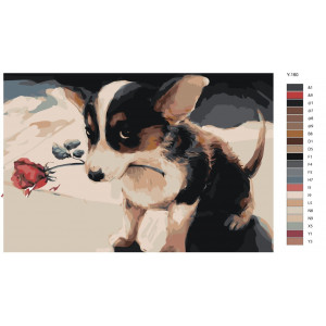 Картина по номерам "Вельш-корги кардиган. Собака з троянди. Пухнастий романтик."