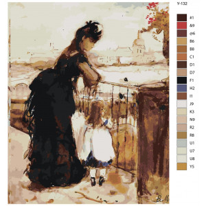 Картина по номерам "Картина - Woman and child on a balcony. Берта Моризо"