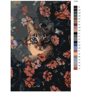 Картина по номерам "Кіт оточений квітами"