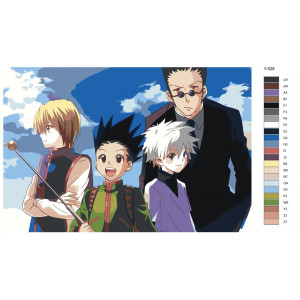 Картина по номерам "Hunter x Hunter (Хантер х Хантер). Гон Фрикс, Киллуа Золдик, Леорио, Курапика. Аниме"