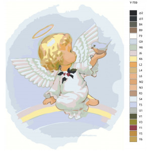 Картина по номерам "Малыш Ангел с птичкой"