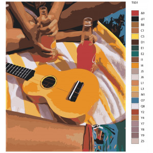 Картина по номерам "Гитара, музыкальный инструмент"
