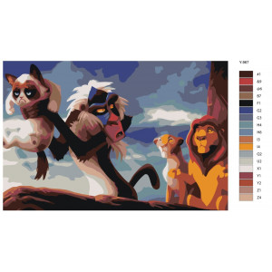 Картина по номерам "Король Лев мультфильм. Муфаса, Нала и Рафики"