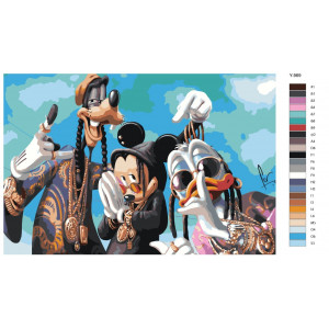 Картина по номерам "Микки Маус, Гуффи, Дональд Дак. Мультфильм"