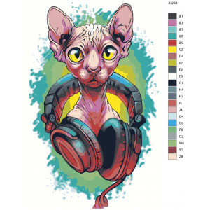 Картина по номерам "Кіт із навушниками"