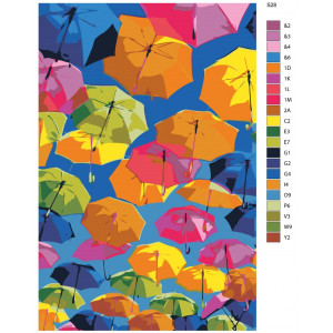 Картина по номерам "Різнокольорові парасольки"